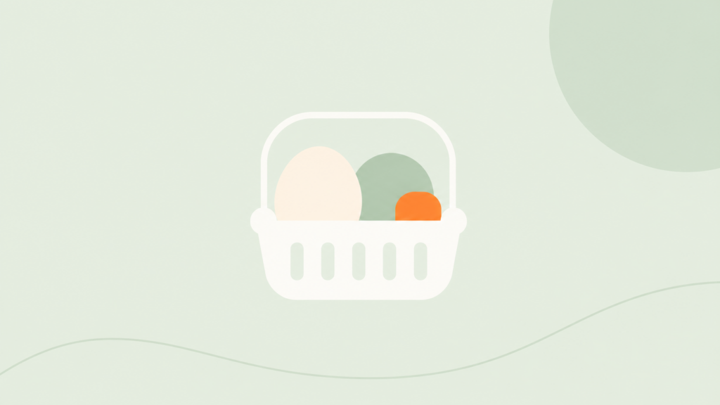健康的な食品選びを象徴する買い物かごのイラスト